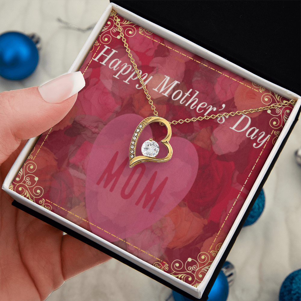 Happy Mother's Day Mom Red Roses with Forever Love Necklace