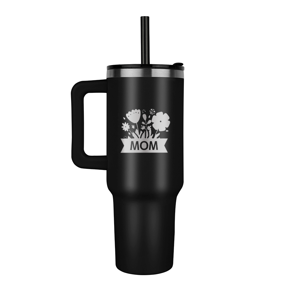 Mom with Flowers Engraved Pinnacle 40 oz Tumbler