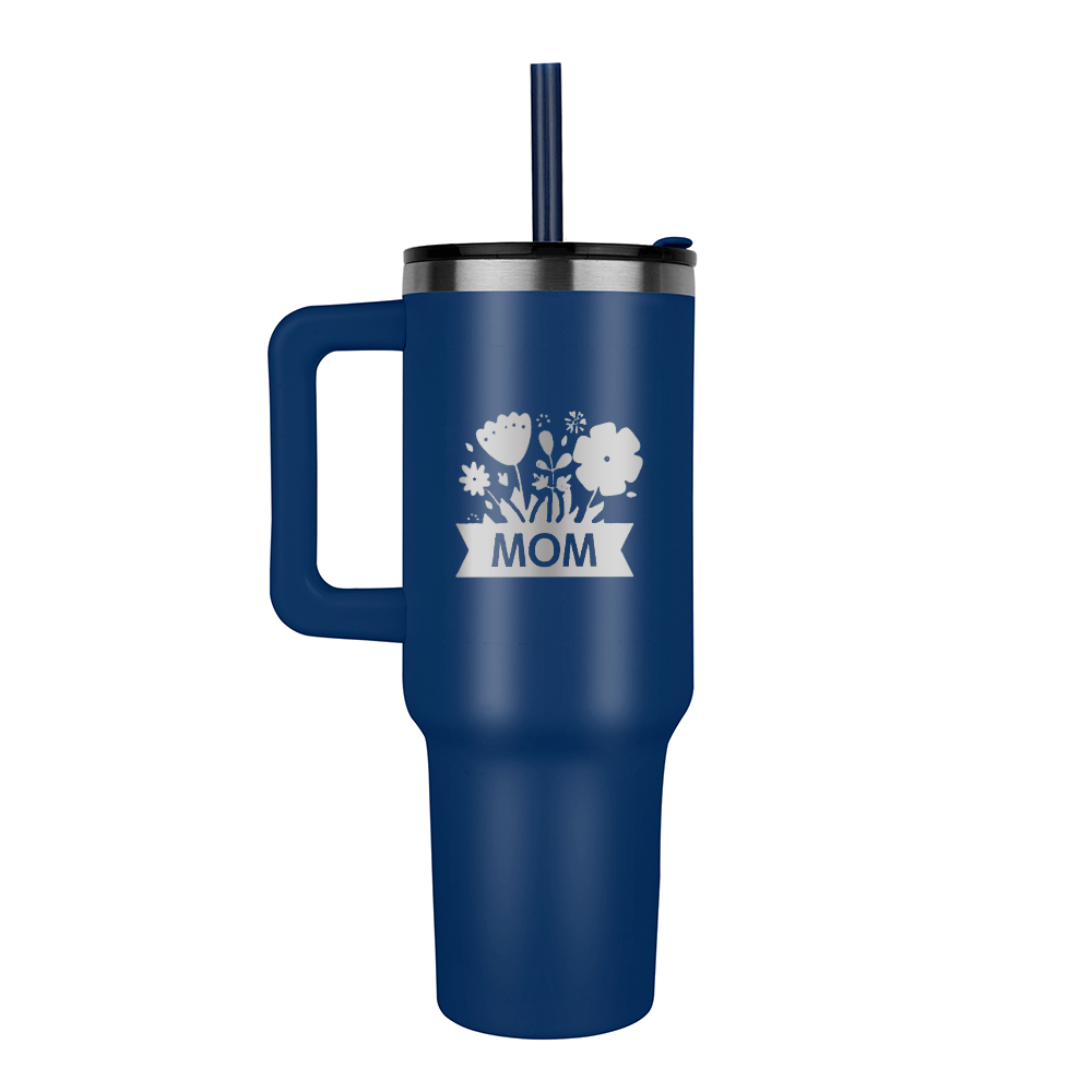 Mom with Flowers Engraved Pinnacle 40 oz Tumbler