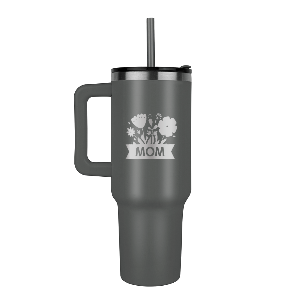 Mom with Flowers Engraved Pinnacle 40 oz Tumbler