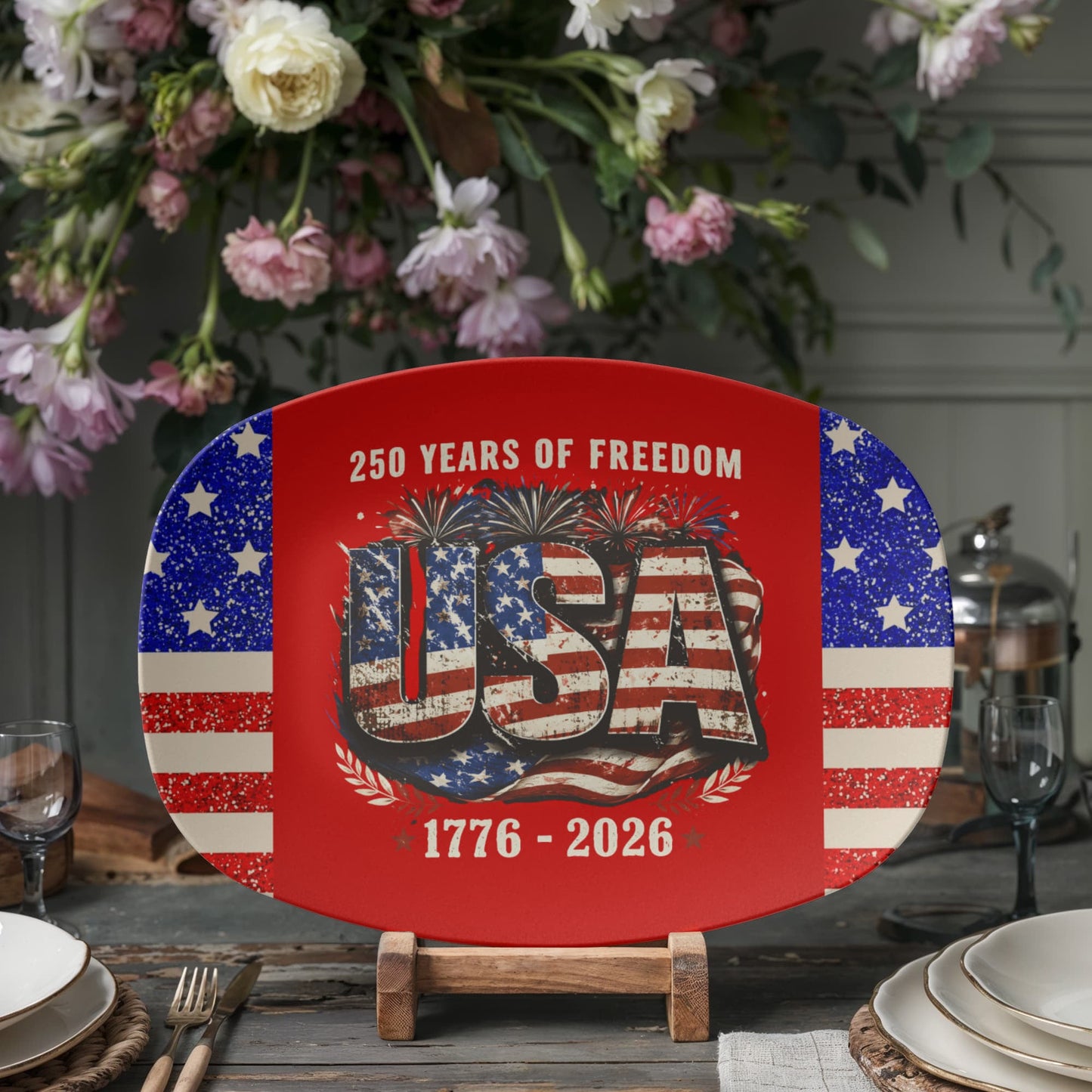 250 Years of Freedom United States 10" x 14" Oval Serving Platter