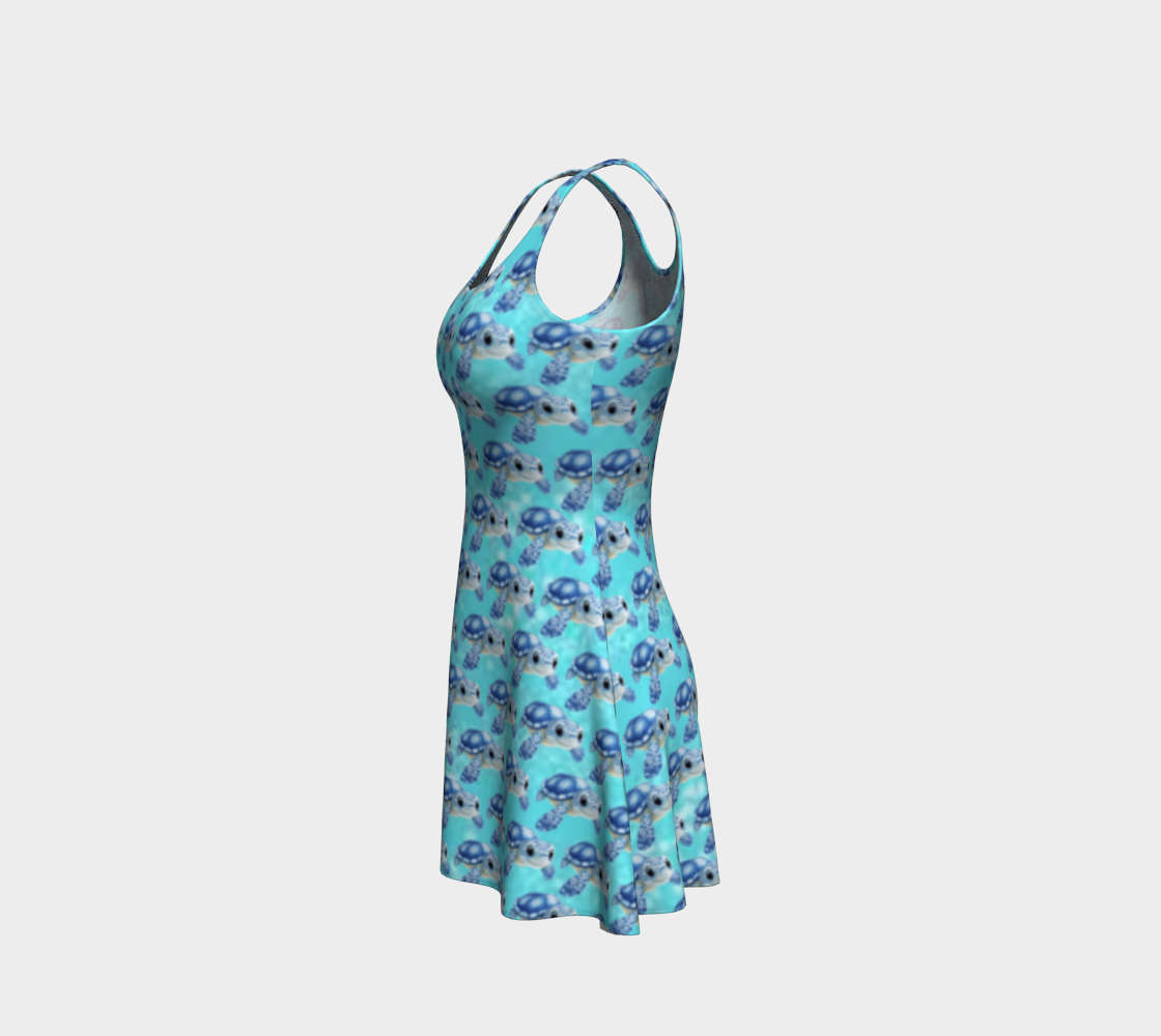 Baby Sea Turtles in the Ocean Short Flared Dress