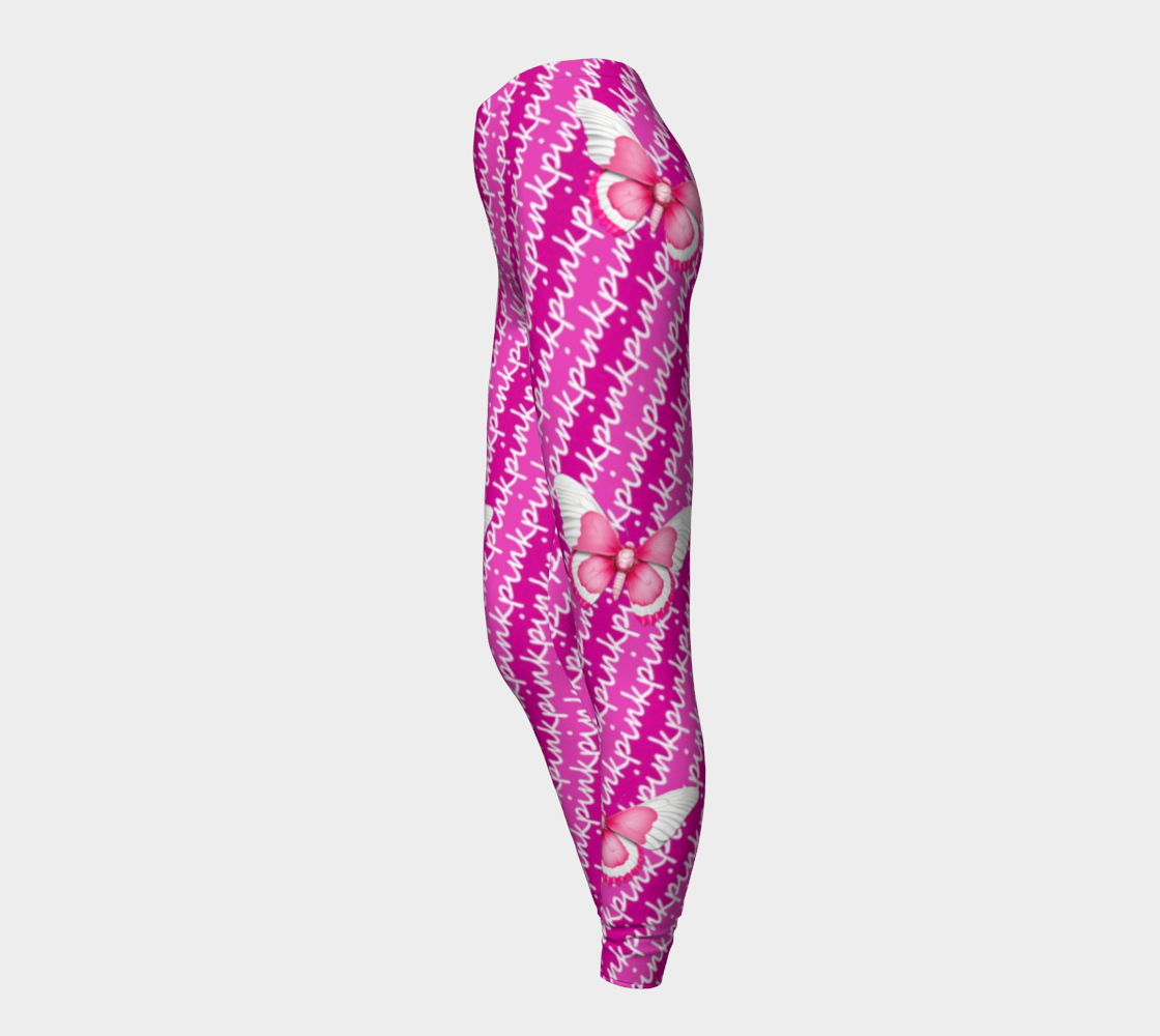 Pink Text and Butterflies Long Leggings
