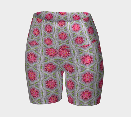 Silver and Pink Star Pattern Yoga Shorts